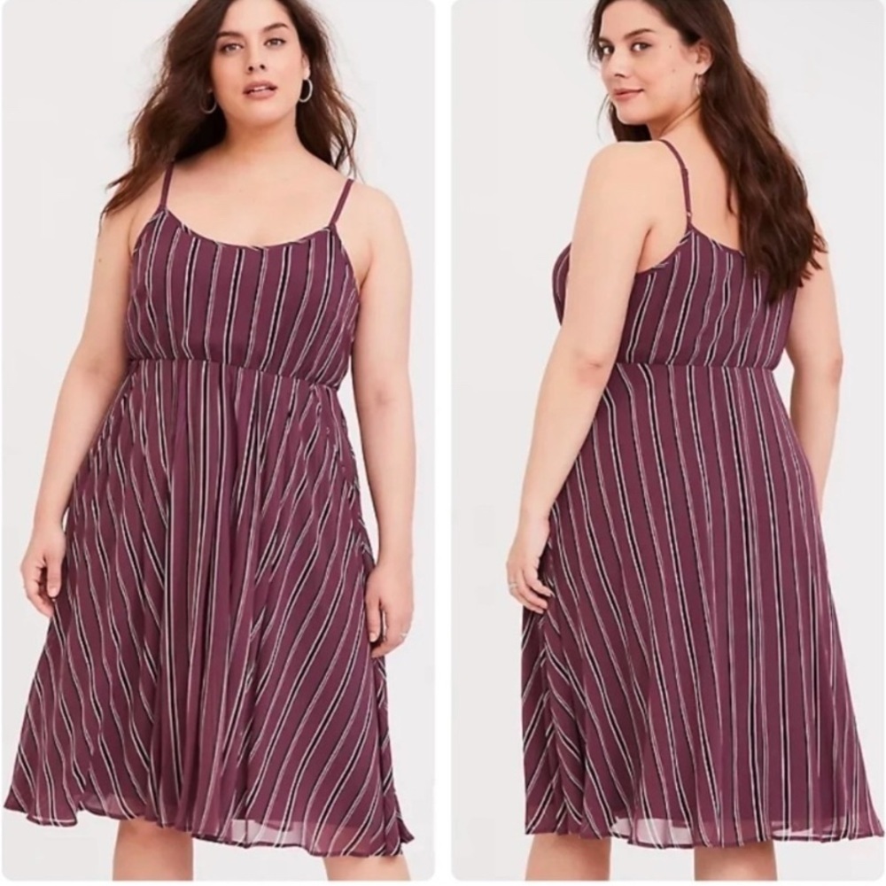 Torrid Mauve and White Striped Dress